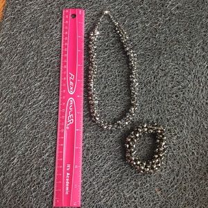 Hematite magnetic closure necklace w  bracelet